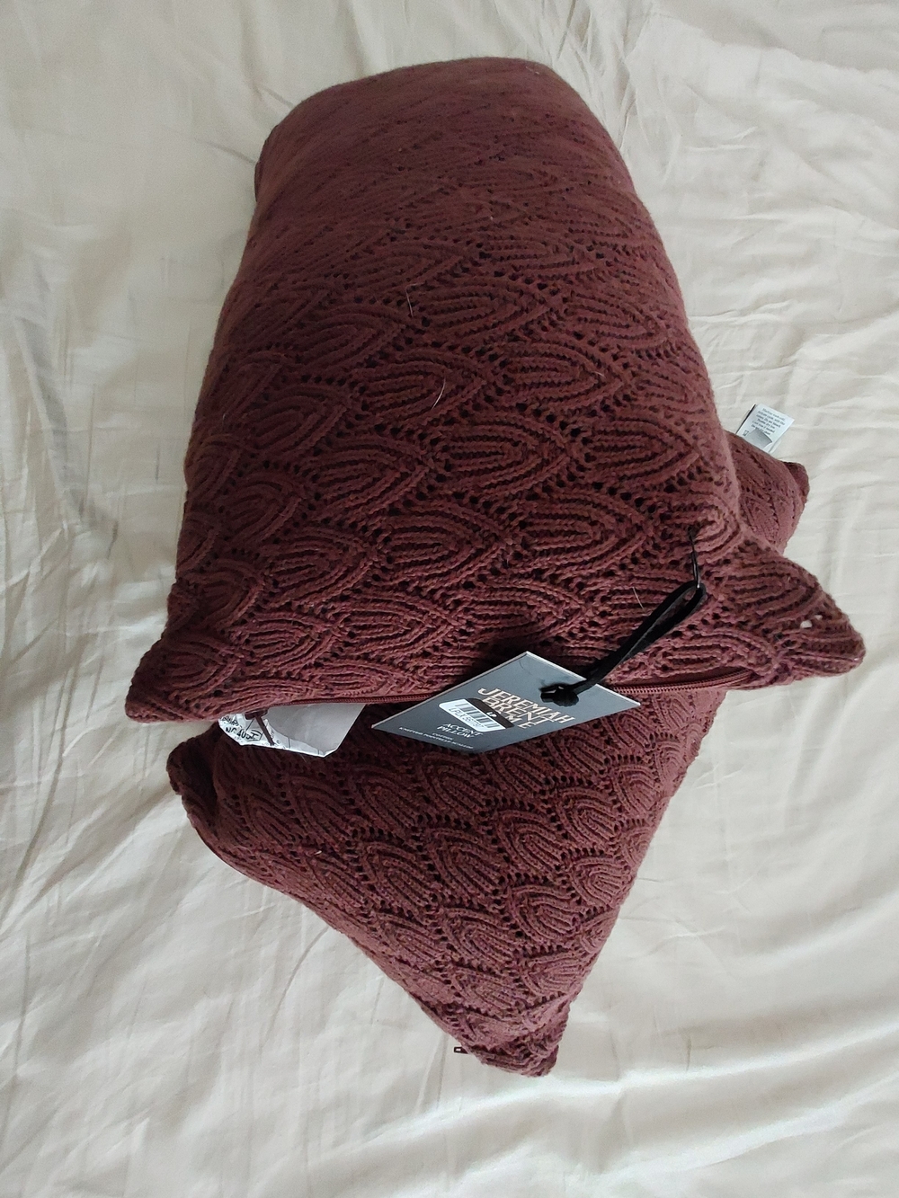 Throw Pillows Jeremiah Brent Home Textured Knit Pair in Deep Burgundy